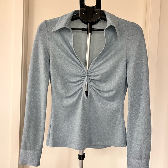 Zara Silver Ruched Blouse - Picture 1 of 4